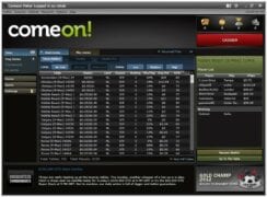 ComeOn online pokerrom-grensesnitt med ulike spillalternativer og en bruker logget på som 'rakeb'.