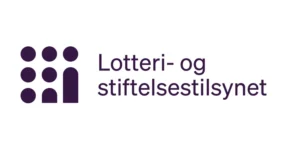 Logoen til "lotteri- og stiftelsestilsynet", med grafisk element og tekst i lilla, som bekjemper ulovlig pengespill.