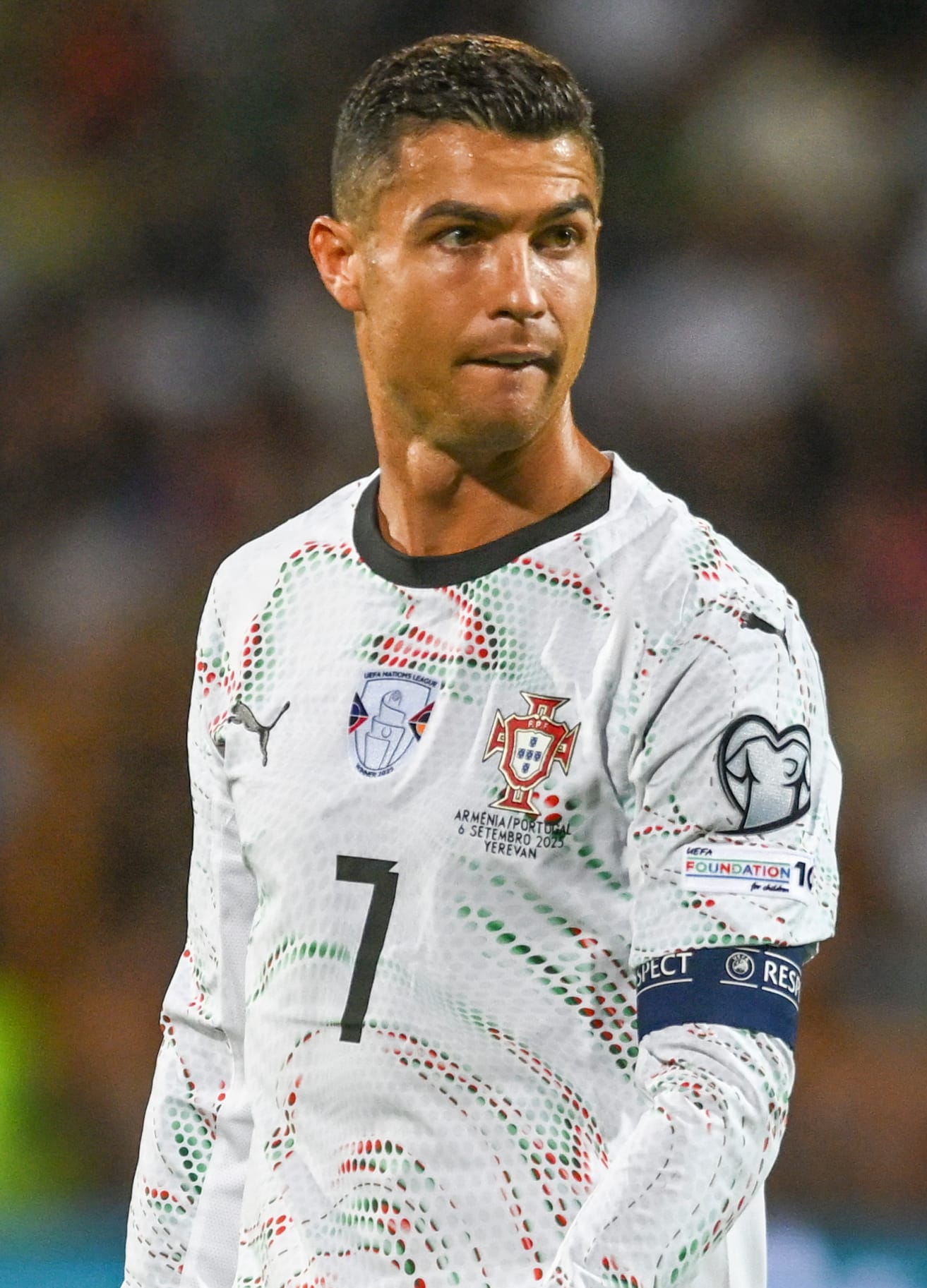 Cristiano Ronaldo i portugisisk landslagsdrakt i september 2025.
